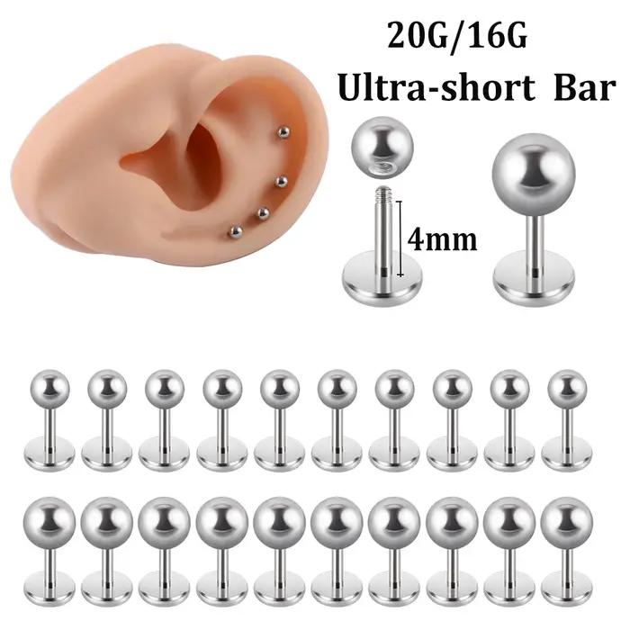 20/5 PIÈCES Piercing en acier chirurgical à tige ultra-courte