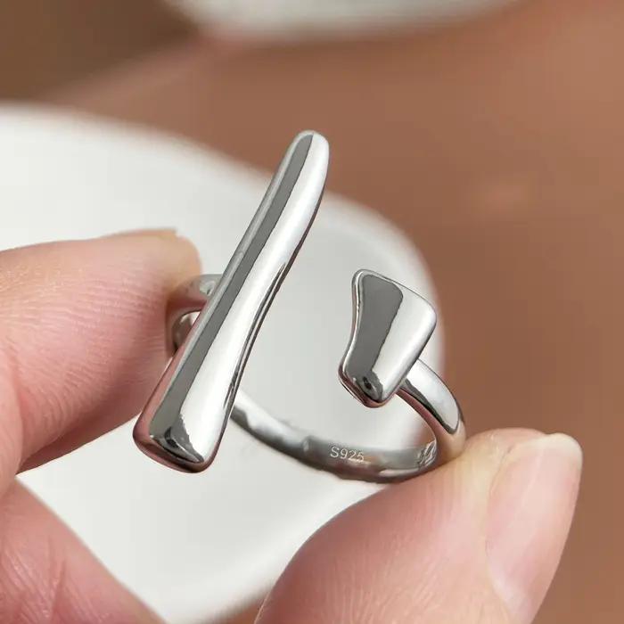 Bagues minimalistes en argent regardé 925 faites à la main pour femmes et couples