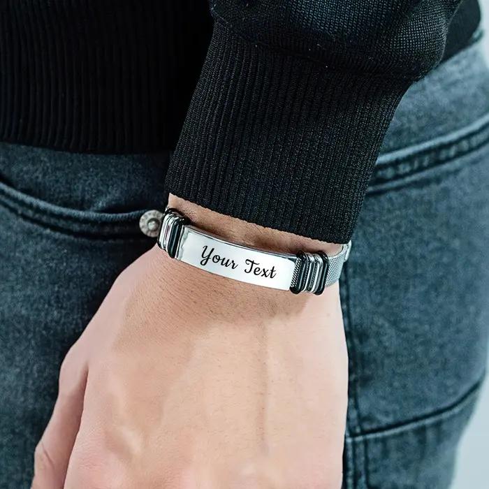 Bracelet avec noms personnalisés en acier inoxydable 304