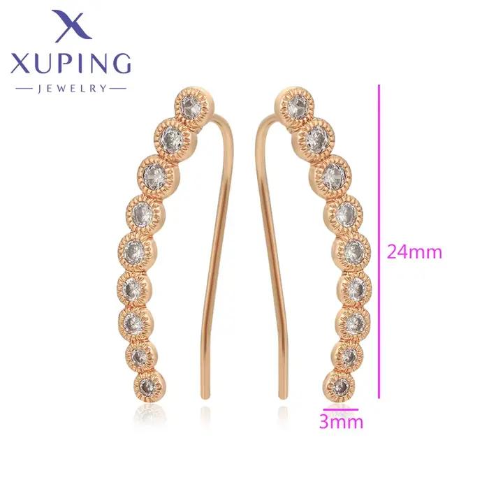 Boucles d'oreilles Huggies Xuping Jewelry, simples et tendance, avec pierre ronde couleur or, pour femme, cadeau idéal pour l'école ou les fêtes X000909245