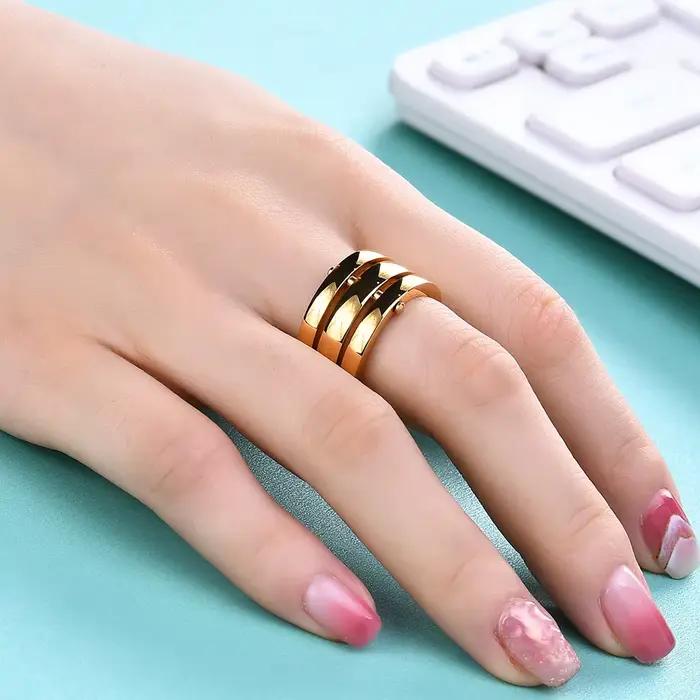 Bague classique à 3 doigts pour femmes, en acier inoxydable, à la mode, 3 pièces/ensemble, bague de fiançailles, de mariage, bijoux de doigt, vente en gros