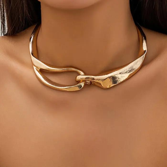 Salkeys-Anneau en métal irrégulier punk simple pour femme, collier de clavicule, tour de cou au desi