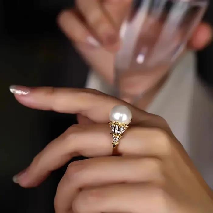 Huitan – bague en perles d'imitation pour femmes