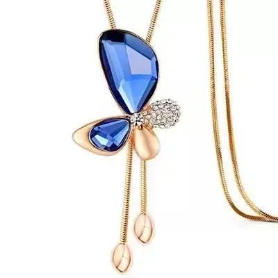 Collier papillon en cristal avec chaîne de serpent pour femmes, élégant pour soirées et occasions spéciales