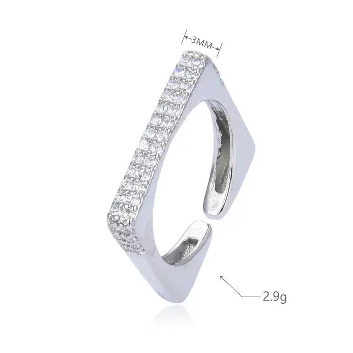 Bague carrée Simple couleur argent pour femmes
