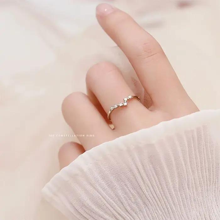 Nouvelle bague minimaliste incrustée de Zircon cubique 12 constellations zodiaque pour femmes