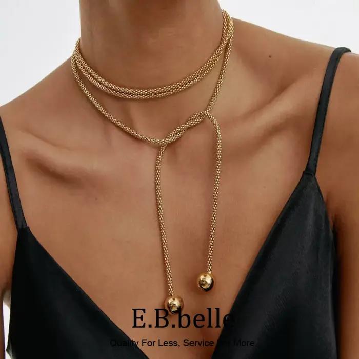 Collier de Perles Carrées Multicouches Créatives en Or Plaqué et Acier Inoxydable pour Fêtes et Occasions Spéciales pour Femmes