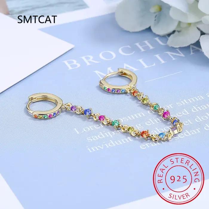 JOSmall-Boucles d'Oreilles Double en Argent Sterling 925