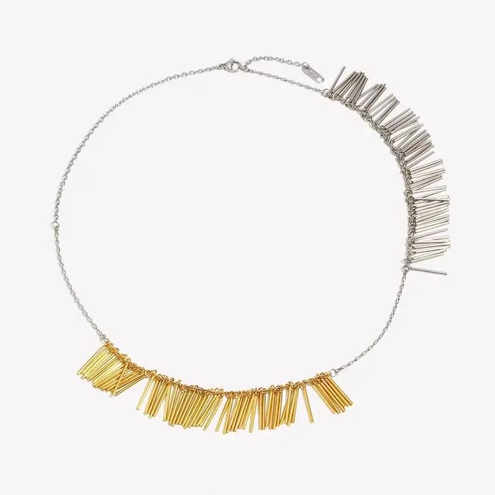 Collier Ligne Gland Exagéré en Acier Inoxydable Plaqué Or 18 Carats pour Femmes Soirées Élégantes Occasions Spéciales