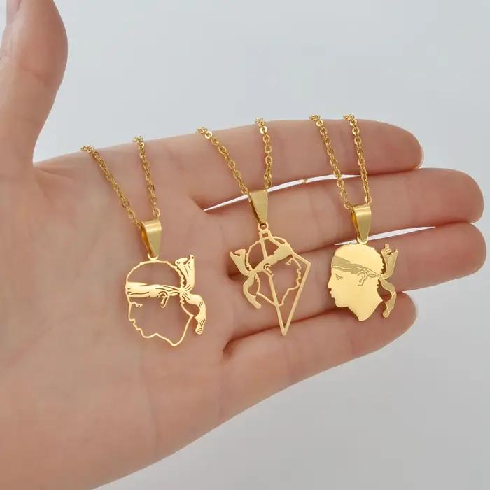 NOUVEAU Collier pendentif drapeau de Corse Bijoux de la Sardaigne pour femmes Acier inoxydable