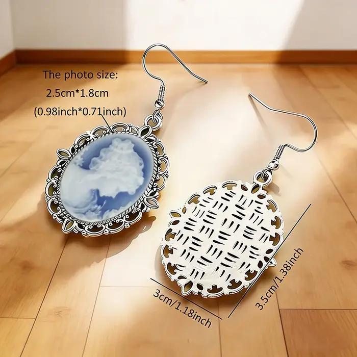 Boucles d'oreilles pendantes en verre camée victorien