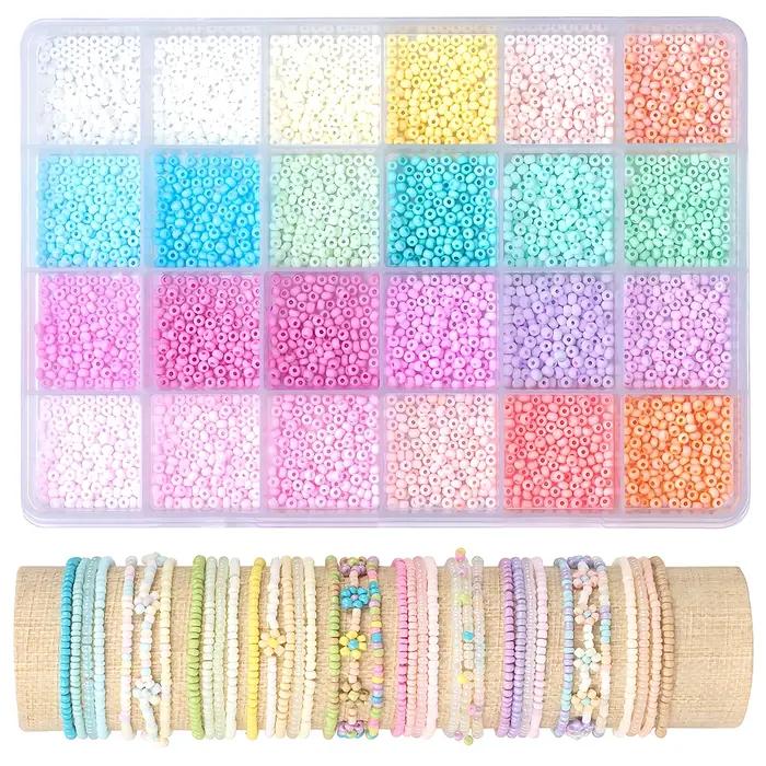 5760 pièces 3mm perles de rocaille pour la fabrication de bijoux 24 couleurs Kit de fabrication de b