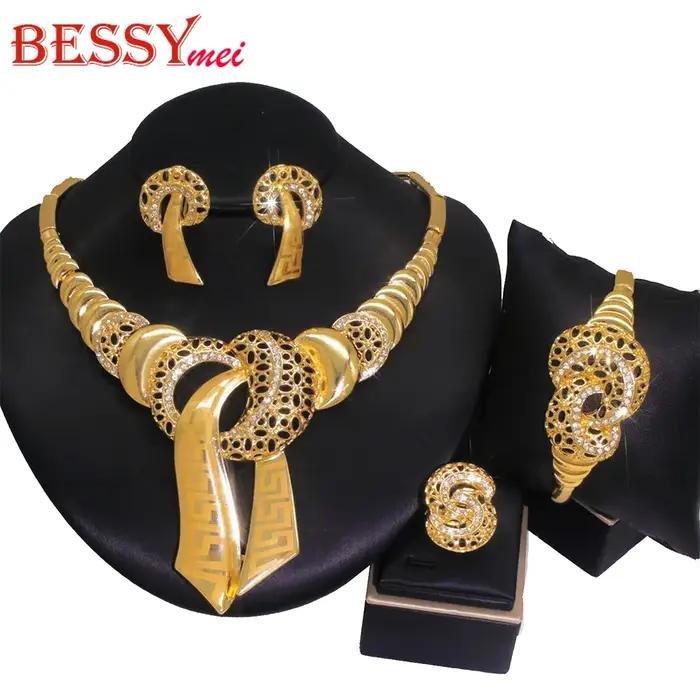 Ensemble de bijoux de fête tendance 4 pièces pour femmes, bijoux imposants et de haute qualité, plaq