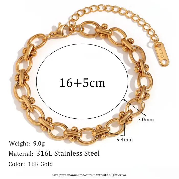 E B belle boutique officielle fleur ovale Bracelet chaîne fait à la main plaqué or 18 carats Bracele