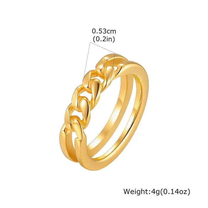 Bague chaîne pour femme en acier inoxydable