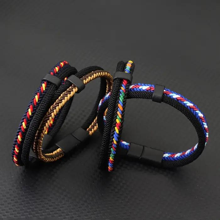 Bracelet en tissu tissé ethnique pour hommes et femmes