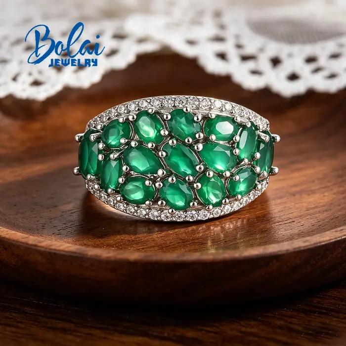 Bague élégante en agate verte naturelle