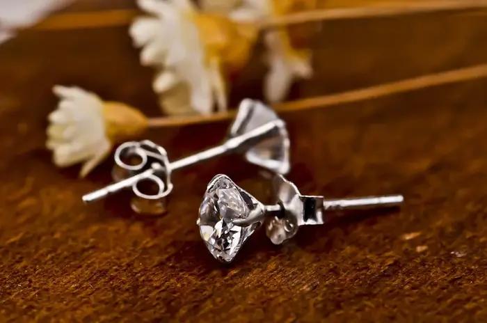 Cristal Zircon réel 925 boucles d'oreilles en argent Sterling canal cubique zircone