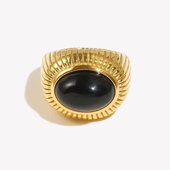 E.B.belle – bagues en pierre d'agate noire pour femmes