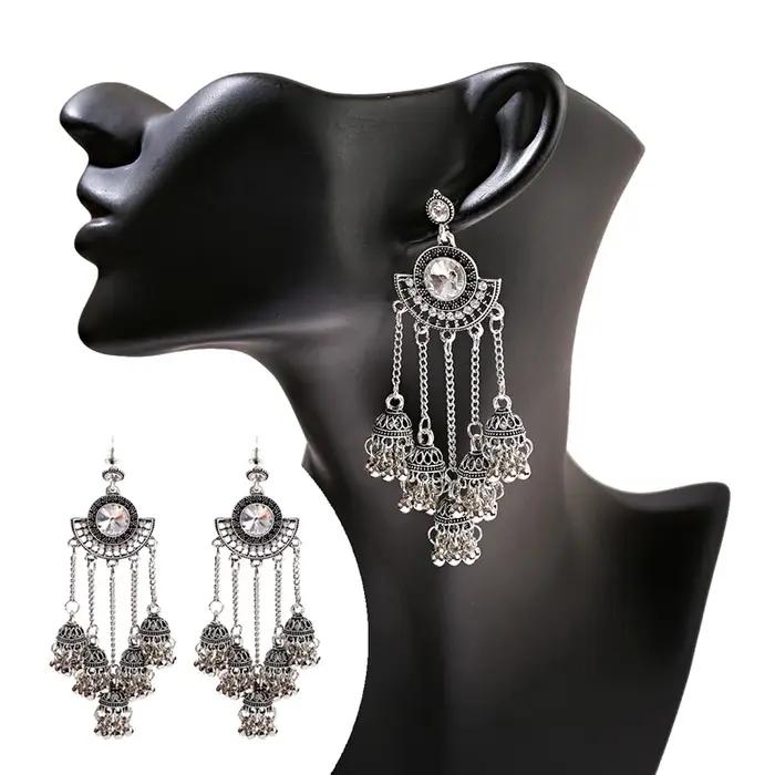 Boucles d'oreilles indiennes Jhumka pour femmes