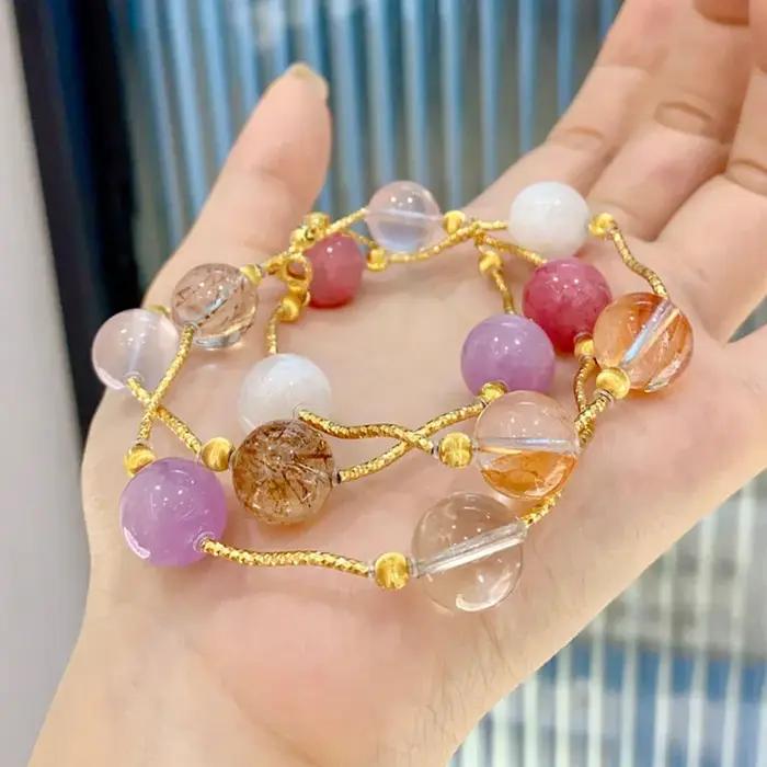 WUIHA romantique 925 en argent Sterling Rose Quartz cristal diamants à haute teneur en carbone pierres précieuses