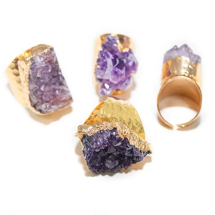 Bague en pierre d'yst brute irrégulière pour femme
