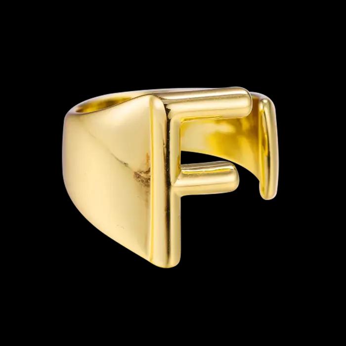 Juya 18K véritable plaqué or fait à la main de luxe ouvert réglable nom initial anneaux pour femmes hommes cadeau remise des diplômes fournitures de bijoux fins