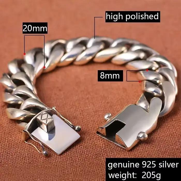 Bracelet en argent sterling S925 puissant, prix d'usine, pour homme, style punk, personnalité européenne et américaine, hip-hop, cadeau pour homme