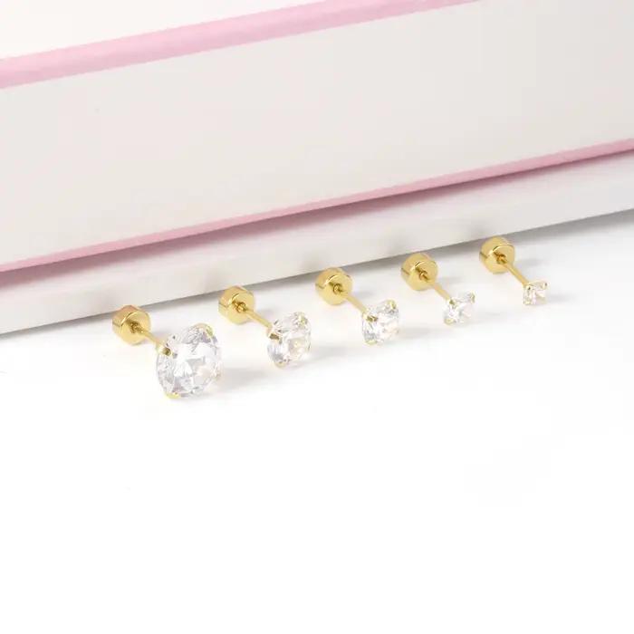 Boucles d'oreilles de luxe en acier inoxydable et cristal pour femmes et hommes, élégantes et durables avec zircons cubiques pour toutes les occasions