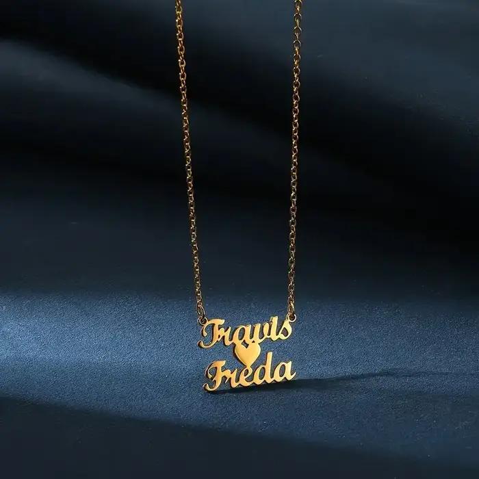 Collier personnalisé avec plusieurs noms pour femmes, couleur or, bijoux en acier inoxydable, ras du