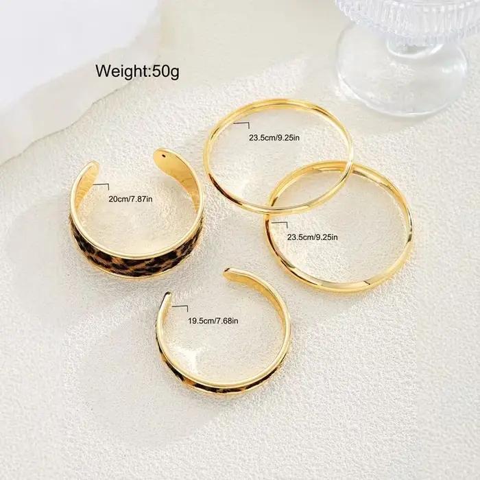 Ensemble de 4 bracelets léopard AY pour femmes style vendange tracker d'humeur fitness bijoux de fête cadeau nouveau design minimaliste