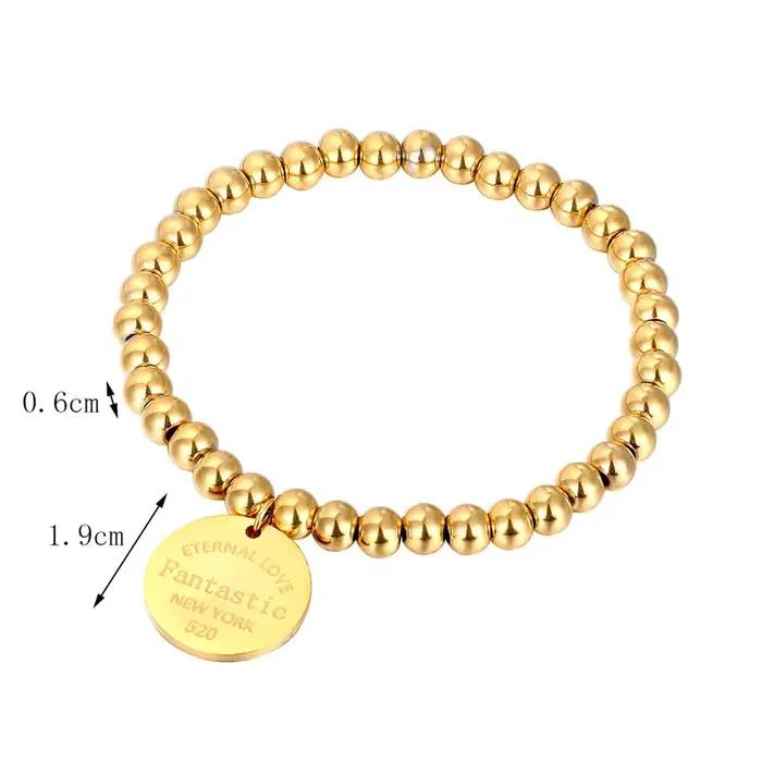 Nouveau Bracelet de perles de corde élastique en acier inoxydable pour femmes