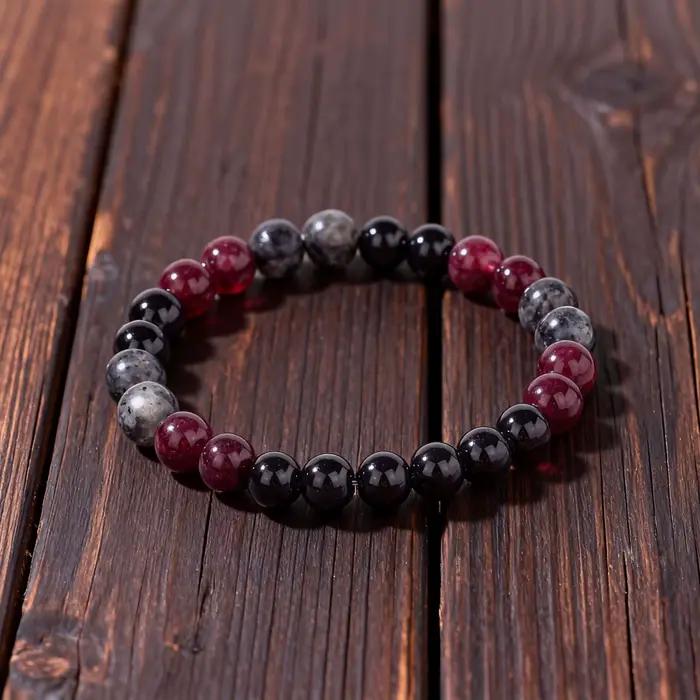 Bracelet en pierre naturelle à paillettes noires pour homme et femme, chaîne élastique, bijou de fête à la mode pour occasions spéciales