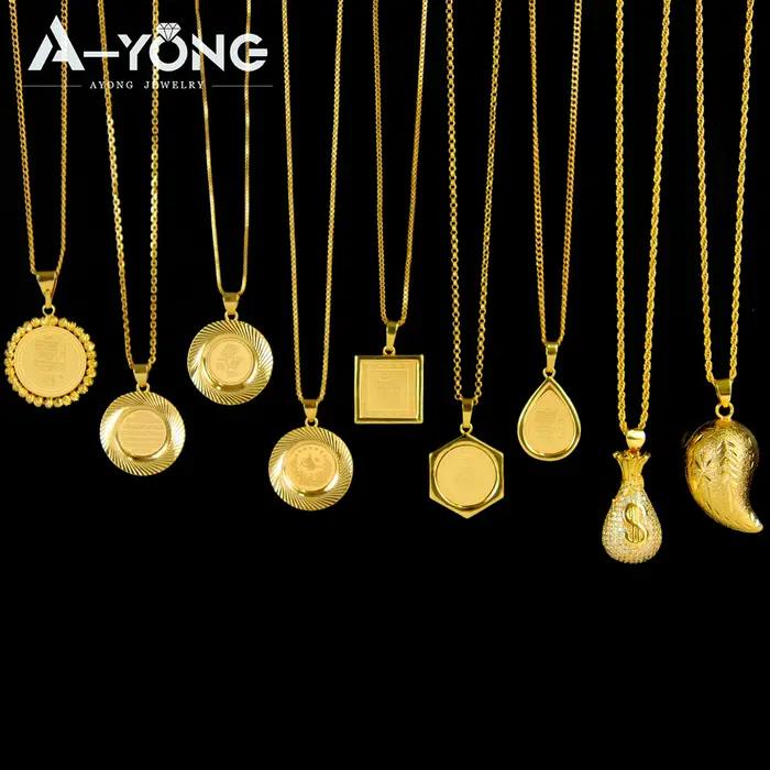 Arabe musulman mode bijoux pendentifs 21k plaqué or turc géométrique collier pendentif marocain femmes mariée mariage