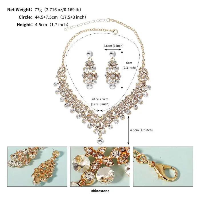 ATA ALLO-Ensemble Collier et Boucles d'Oreilles Classique de Mariage