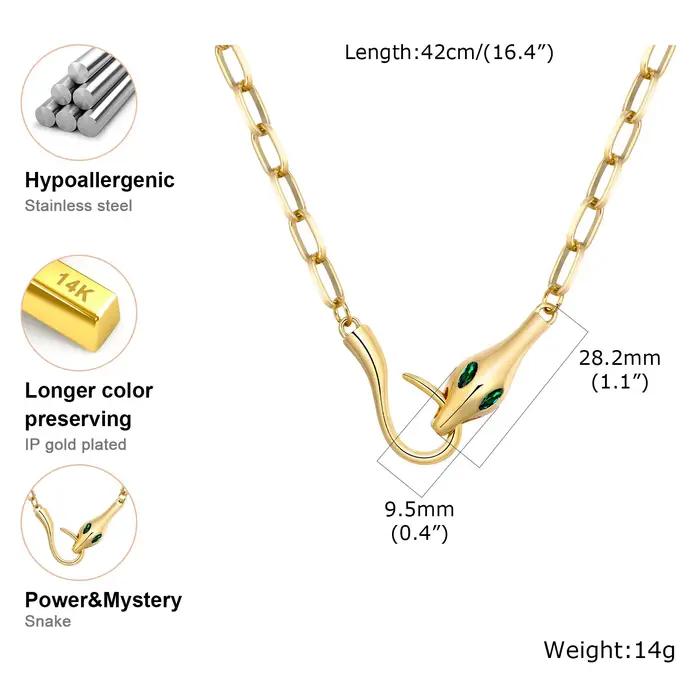 Collier Serpette en acier inoxydable pour femmes avec pendentif zirconium, bijou animal de compagnie élégant pour occasions spéciales