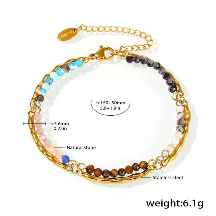 Colliers et bracelets en acier inoxydable pour femmes, plaqués or 18 carats, avec pierres naturelles