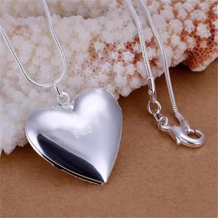 Collier en argent sterling 925 avec pendentif cœur pour femmes, bijou classique pour soirées et occasions spéciales