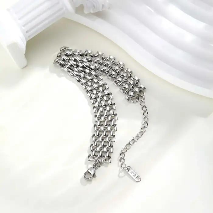 Bracelet en maille d'acier inoxydable unisexe avec design géométrique hypoallergénique pour homme et femme occasions spéciales et quotidiennes