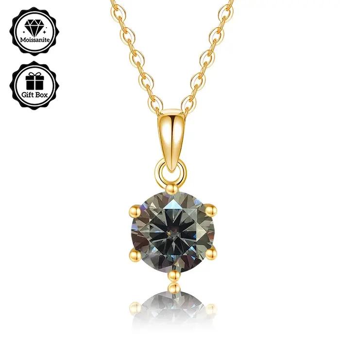 Bijoux LAMVOICE pour femmes, collier en moissanite 1 carat pour femmes, collier hypoallergénique, pl