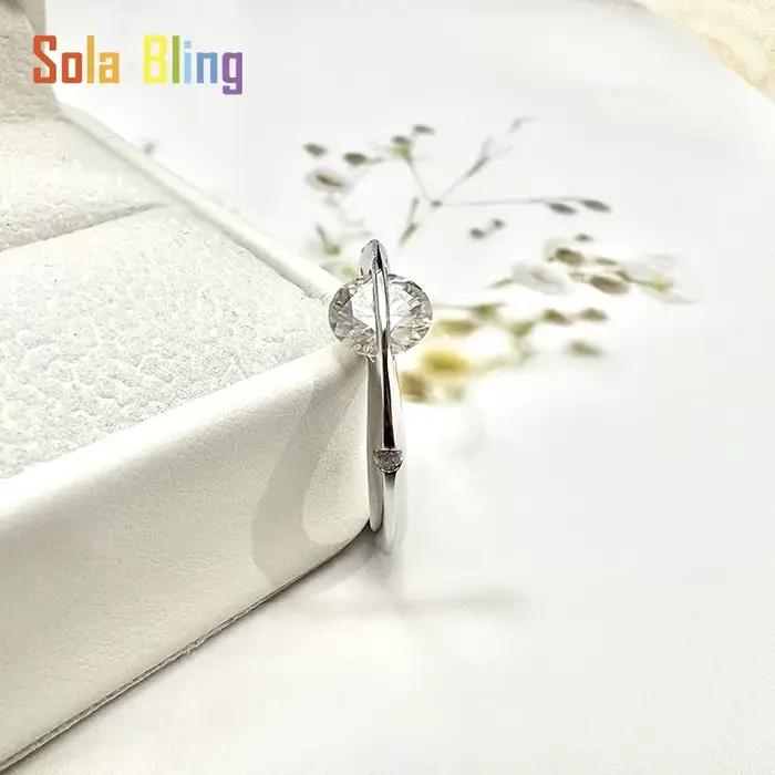 Sola-Bling 100% Pass diamant testeur Moissanite bague 925 bagues en argent Sterling pour les femmes