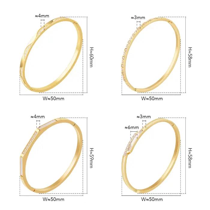 FYSARA luxe acier inoxydable cristal Bracelet minimaliste une rangée zircone mince bracelets pour femmes bijoux en gros personnaliser