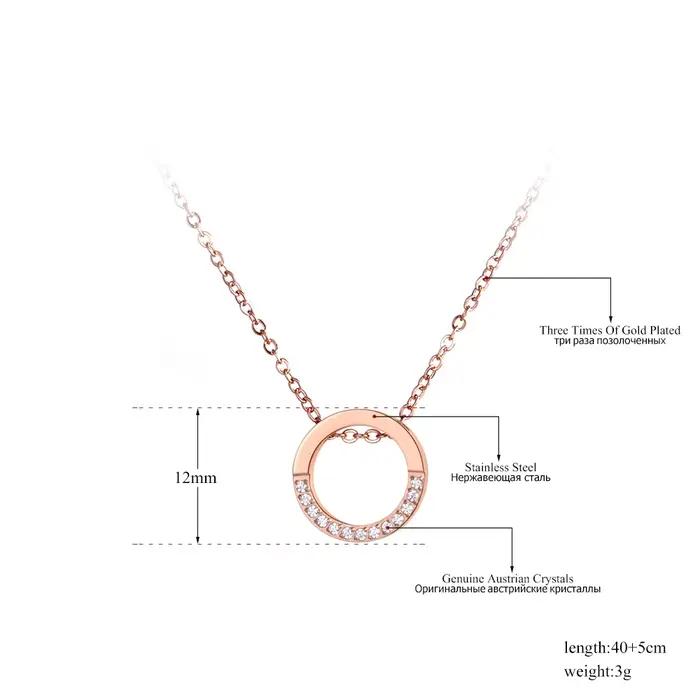 Chaîne à la mode bijoux cercle pendentif AAA strass couleur or Rose collier ras du cou pour les femmes cadeau de noël