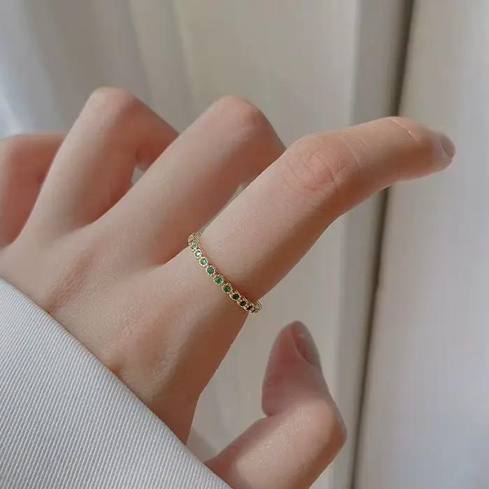 Bague en argent Sterling 925 et Zircon vert pour femme