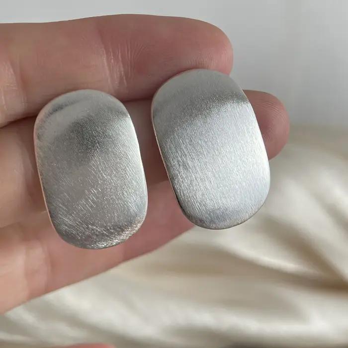 Boucles d'oreilles en argent Sterling 925 pour femmes, grandes boucles d'oreilles lourdes brillantes