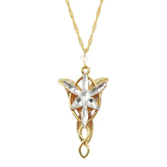 Arwen Evenstar-Collier avec pendentif en cristal doré pour femme et fille, bijoux de fête, cadeau