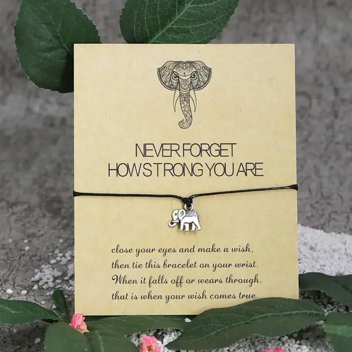 Bracelet de souhait d'éléphant vintage pour hommes et femmes