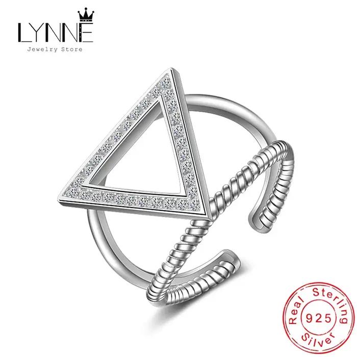 ChimRock-Bague Triangle Réglable en Argent Sterling 925 pour Femme