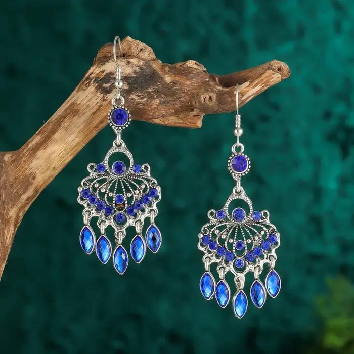 Boucles d'Oreilles Goutte d'Eau Bleu Royal
