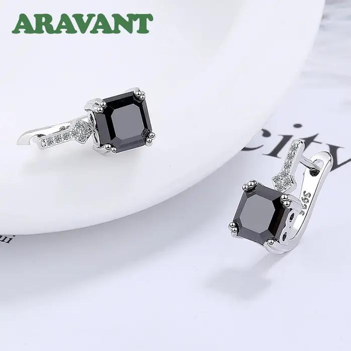Aravant-Boucles d'oreilles carrées en argent regardé 925 pour femme